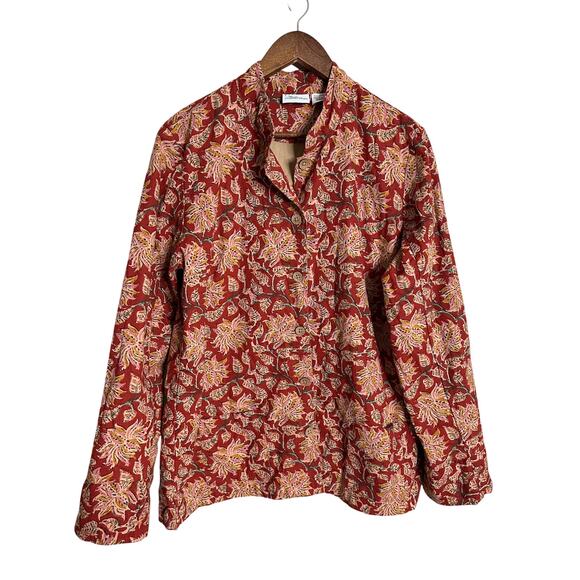 The Vermont Country Store Jackets & Blazers - The Vermont Country Store Red Floral Block Print Button Up Jacket Womans Large